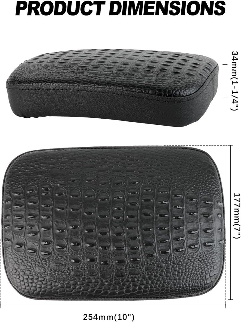 DREAMIZER Black Crocodile Leather Pillion Passenger Pad Rectangular Motorcycle Solo Seat Universal Rear Cusion 8 Suction Cups Pillon Cushion Compatible with Harley Custom Chopper Cruiser - Image 5
